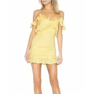 Revolve Lovers + Friends Mini Dress XS Daffodil Ruched Ruffle Donna Cut Out